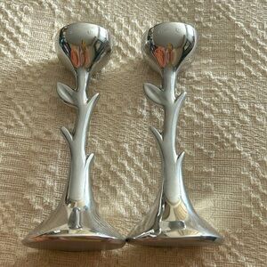 Nambe Sabbath Tree of Life Candlestick Holders